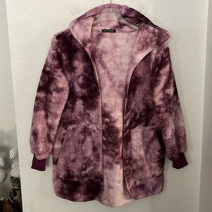 💜SOFT WARM OVERSIZED HOODIE CARDIGAN SZ M 40Wx31L PRETTY PURPLES EXCELLENT COND